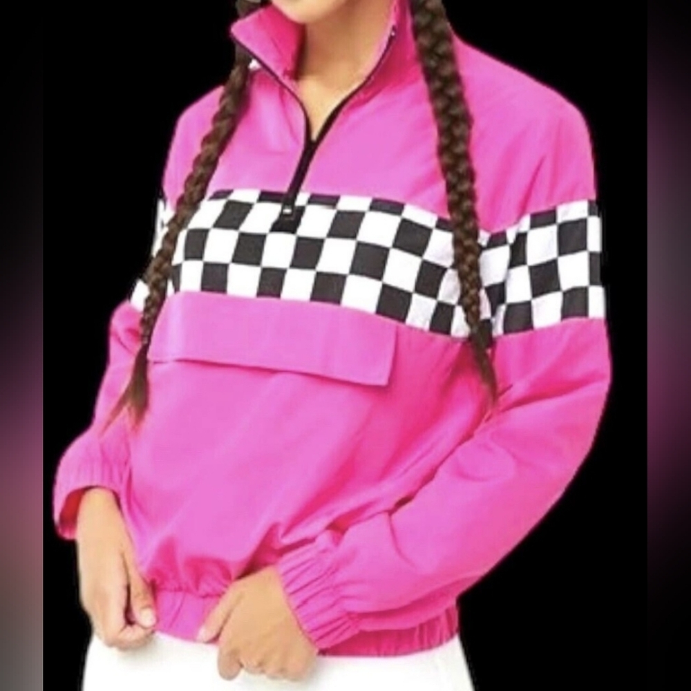 Forever 21 women's size small thin pink checkered jacket